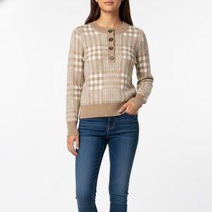 🌟LOFT Beige Plaid Button-Up Sweater